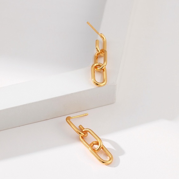 Gold link chains earrings - Picture 6 of 7